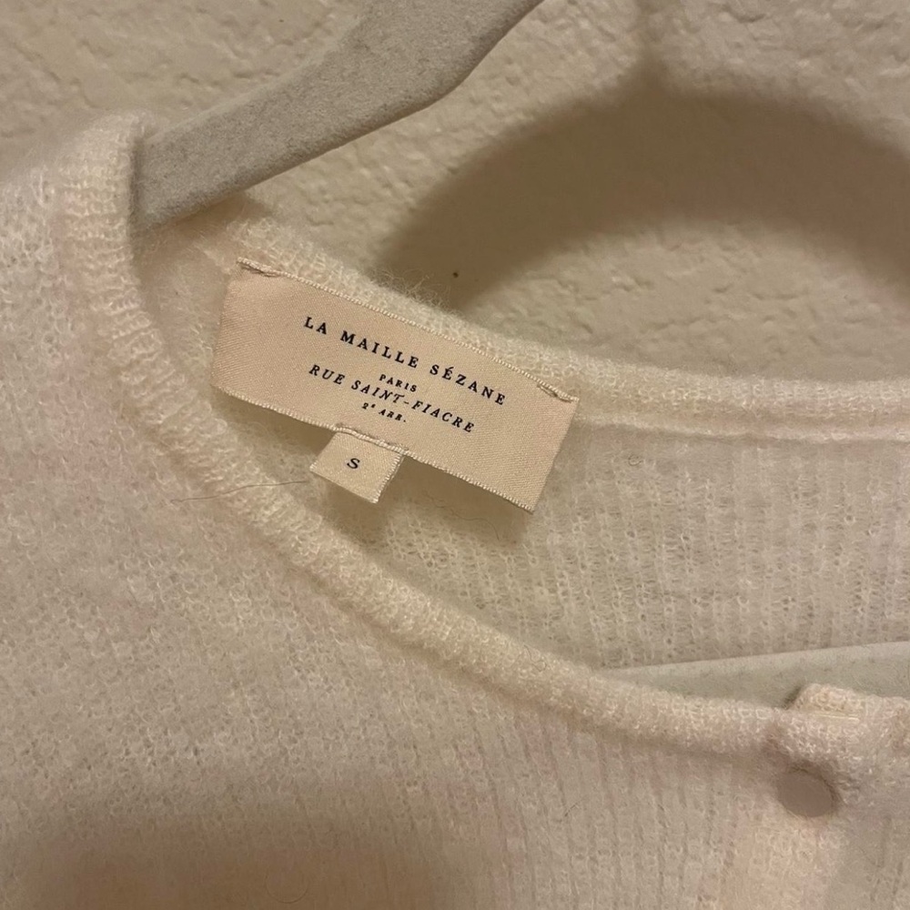 Sezane Soft Cream Knit Cardigan - Picture 3 of 6